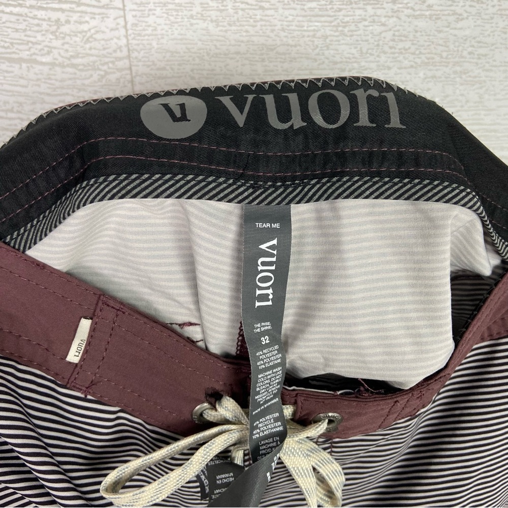 VUORI Mens 32 Cruise Boardshort Red Brown Mixed Stripe Swim Shorts Trunks - Picture 7 of 8